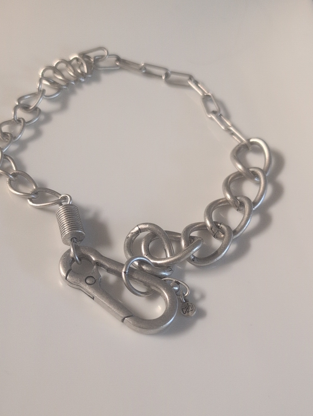Cabi Matte Silver Link Chain Bracelet with Carabiner Clasp